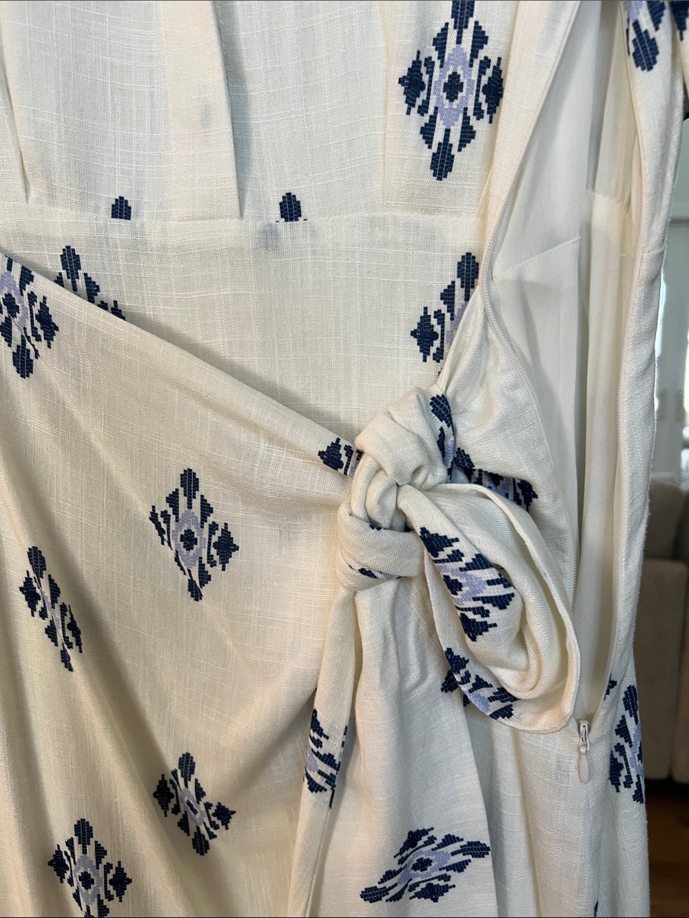 Alex Marie White Midi Linen Shirt Dress with Tie Waist - Picture 4 of 5